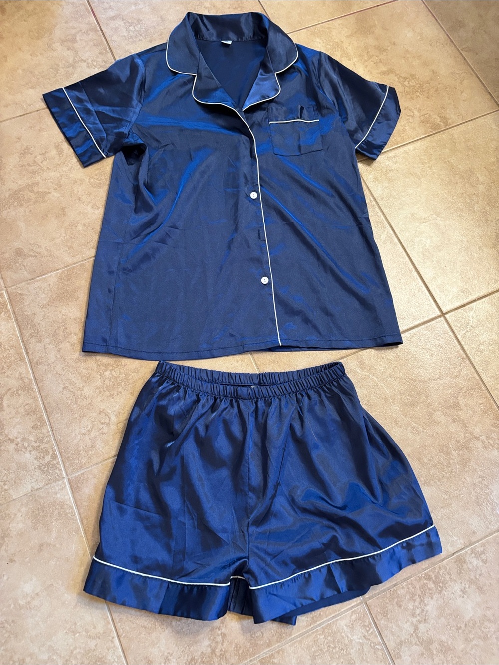 Navy blue/white trim pj set. Never worn